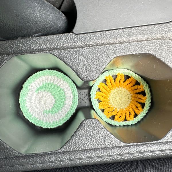 Crochet Light green sun moon car steering wheel cover,Sun and moon design,Steering wheel cover,Seat belt Cover,Car Accessories