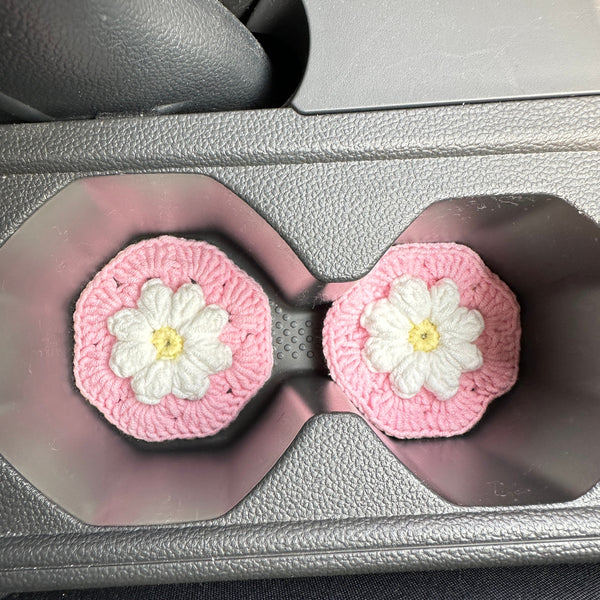 Pink Flower car steering wheel cover,Flower design,Steering wheel cover,Seat belt Cover,Woman Car Accessories,New car gifts